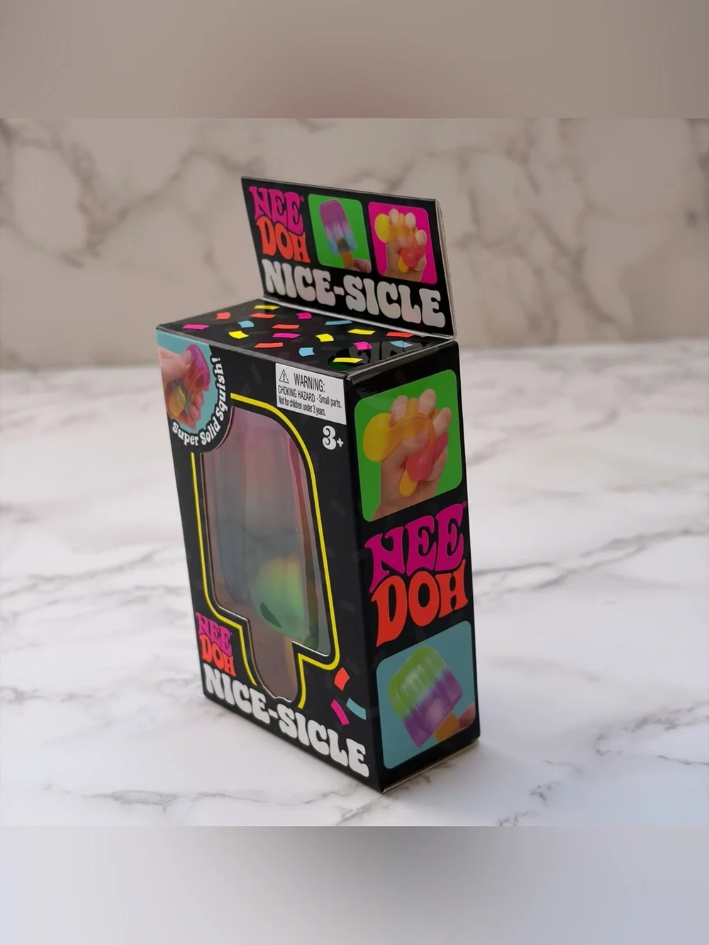 Nee Doh Nice-sicle Super Solid Squish! Fidget Toy Pink/Orange New Authentic